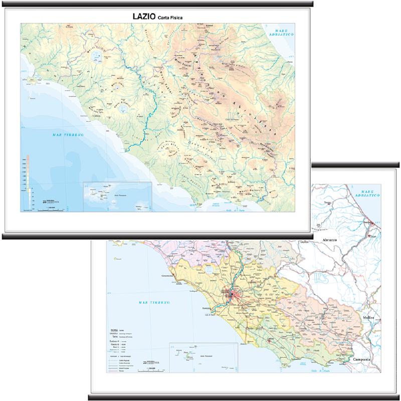 Carta Geografica Regionale Lazio Belletti Ms19pl