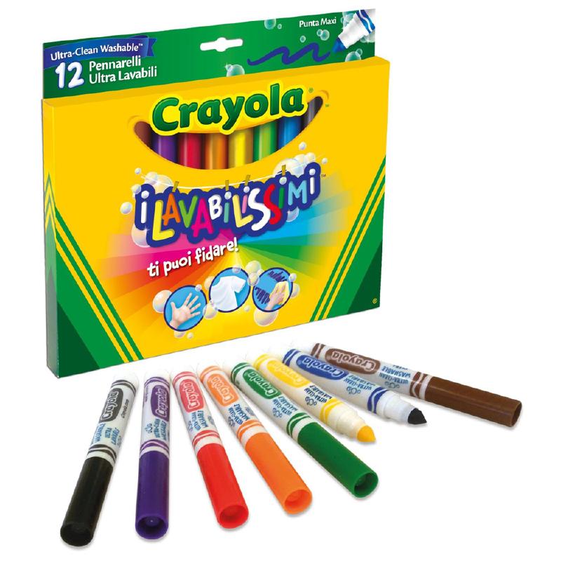 Crayola CRAYOLA LAVABILISSIMI 12 COLORI FIBRA LAVABILI PUNTA MAXI 58-8329 